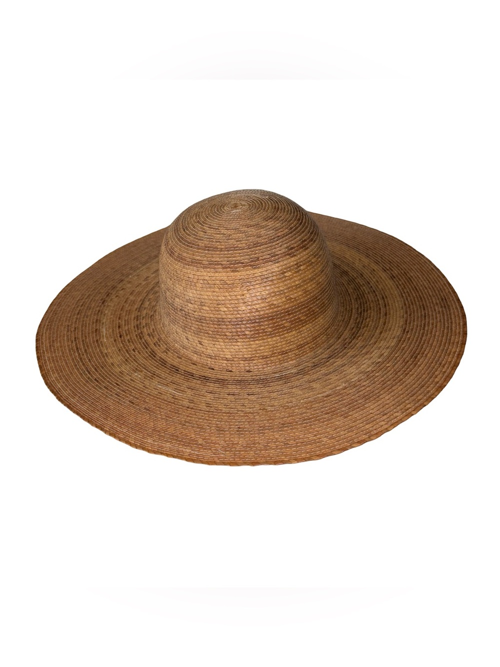Vintage Woven Straw Floppy Sun Hat Wide Brim Brown Boho Beach Accessory